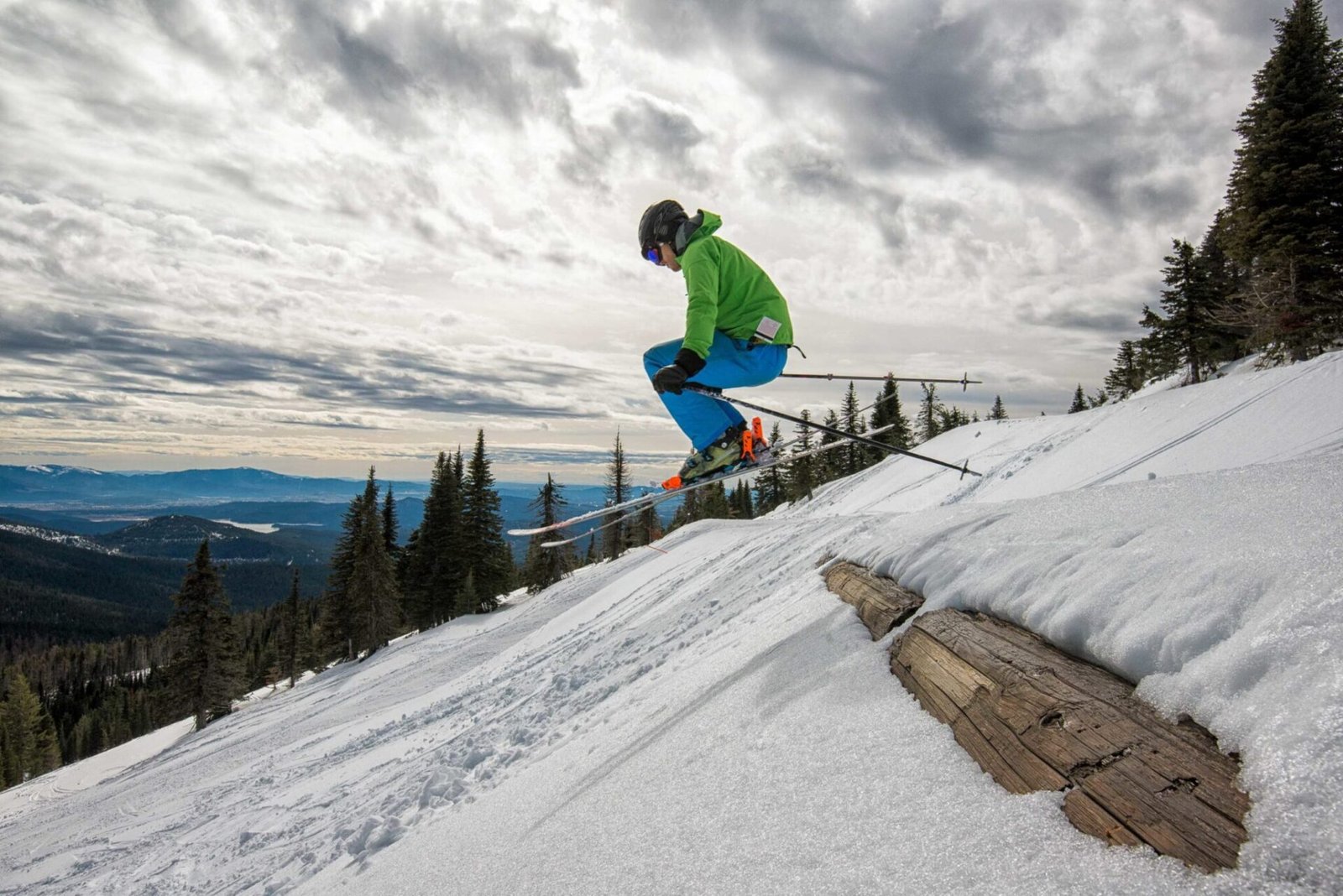 Person going off a ski jump.