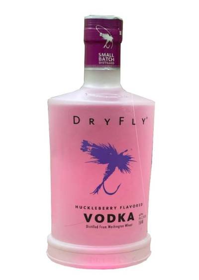 Bottle of Dry Fly Distilling's Huckleberry Vodka.