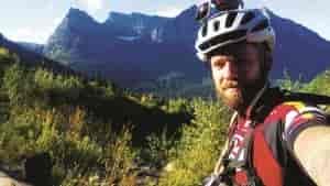 I rolled out of camp on Saturday morning a little after eight. There were blue skies, the sun was reflecting off the peaks, and I was finally on my bike. Photo: Simon Hartt