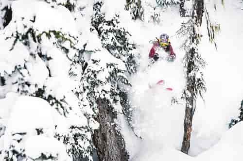 Michelle Parker freeskies during the filming of "Days of My Youth" at Monashee Powder Snowcats in British Columbia. Photo courtesy of Blake Jorgenson/Red Bull Content Pool