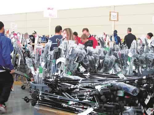 Score the best gear and deals by lining up early on Saturday, or even better, use your Friday VIP night early shopping privilege. Photo courtesy of MSSP Ski Swap