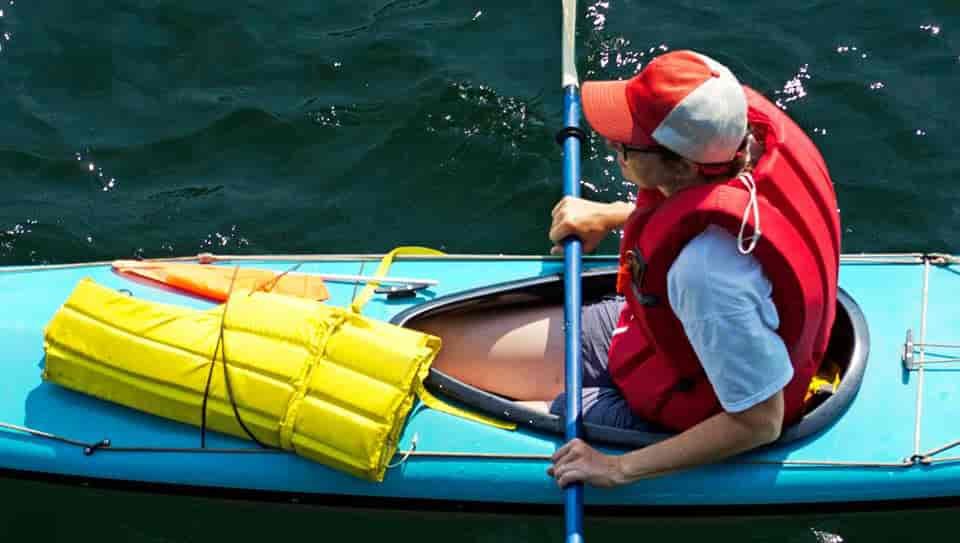 Photo of kayaker from above.