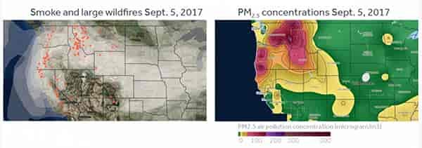 Photo of graph showing smoke levels across the US.