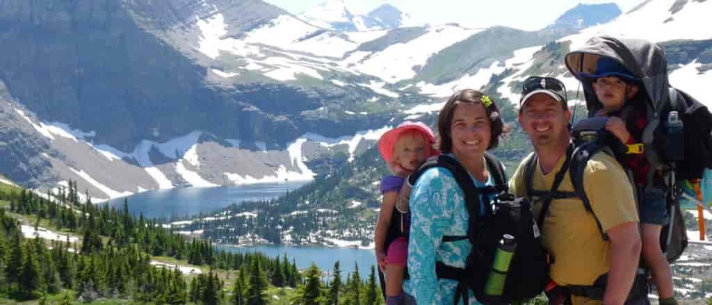 Photo of family of four at Hidden Lakes Overlook.