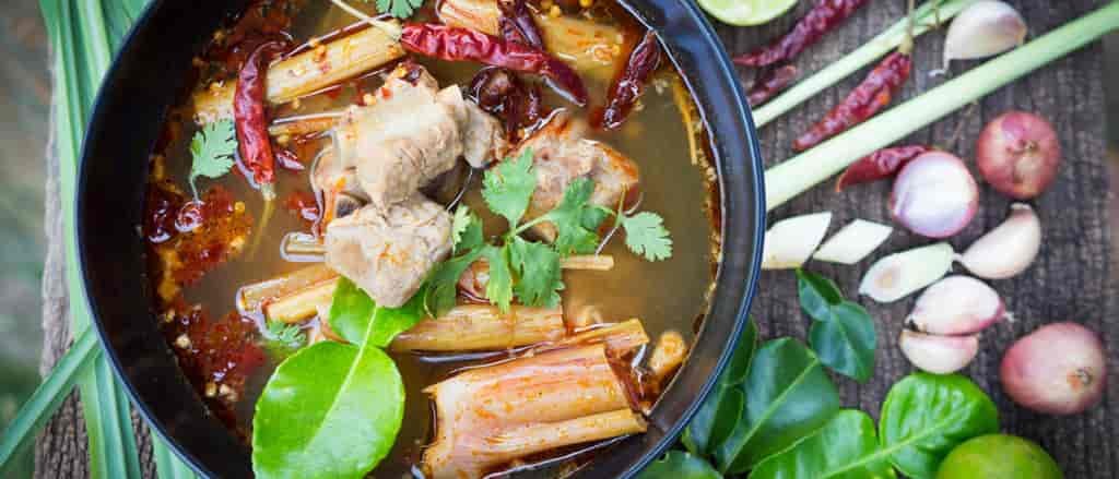 Photo of Thai Bone Broth from above.