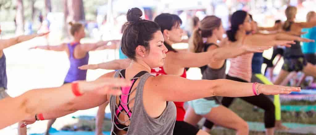 Yoga practitioners at Spokatopia