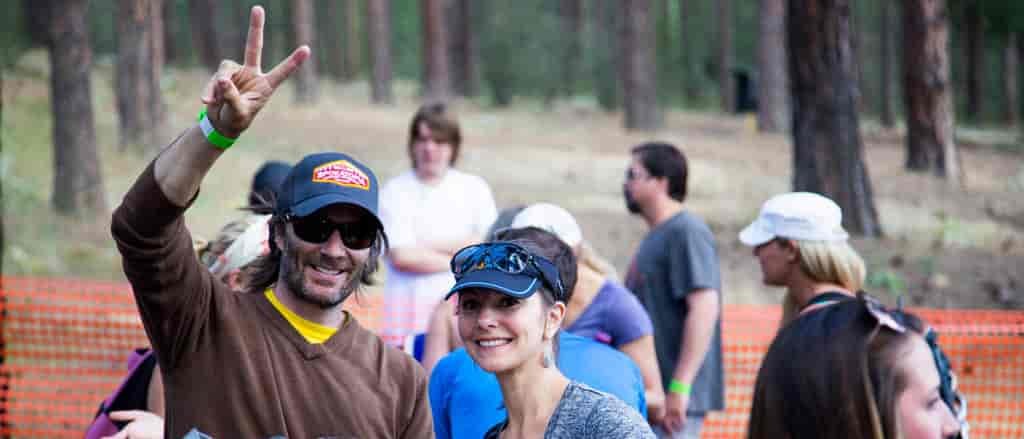 Photo of guy and girl in the Spokatopia beer garden.