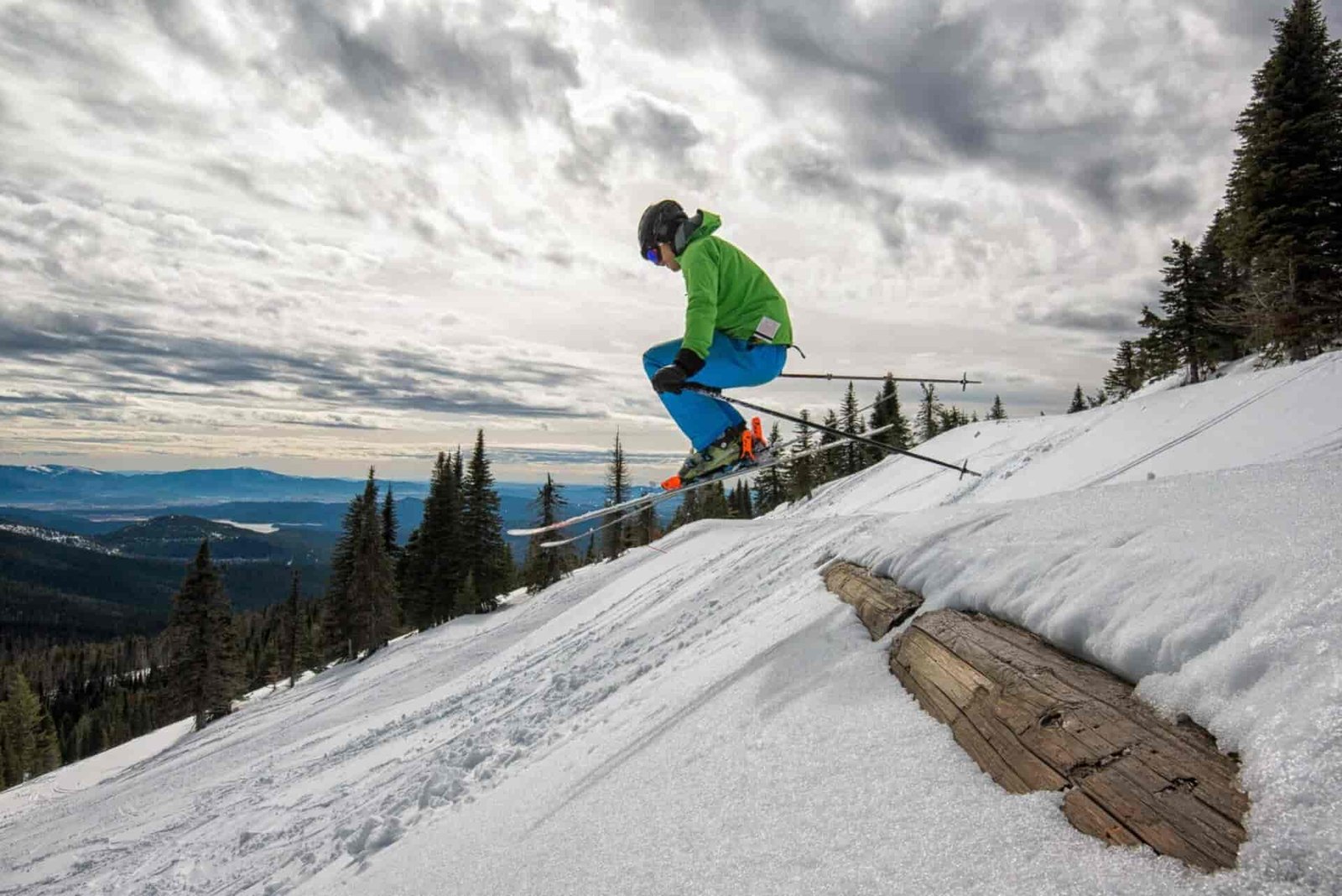 Person going off a ski jump.