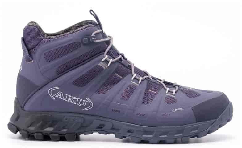 Purple hiking boots.