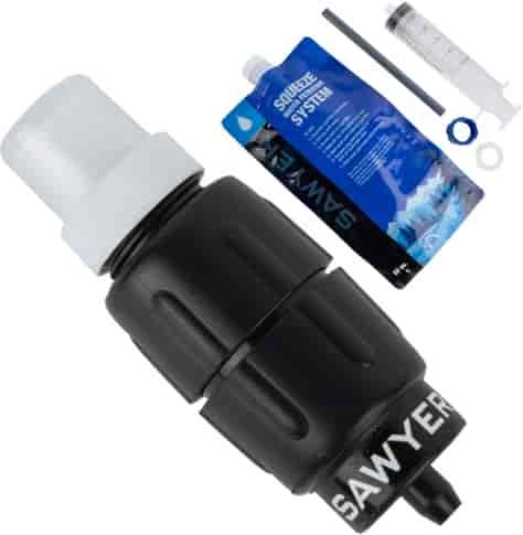 A black water filtration system with attachments.