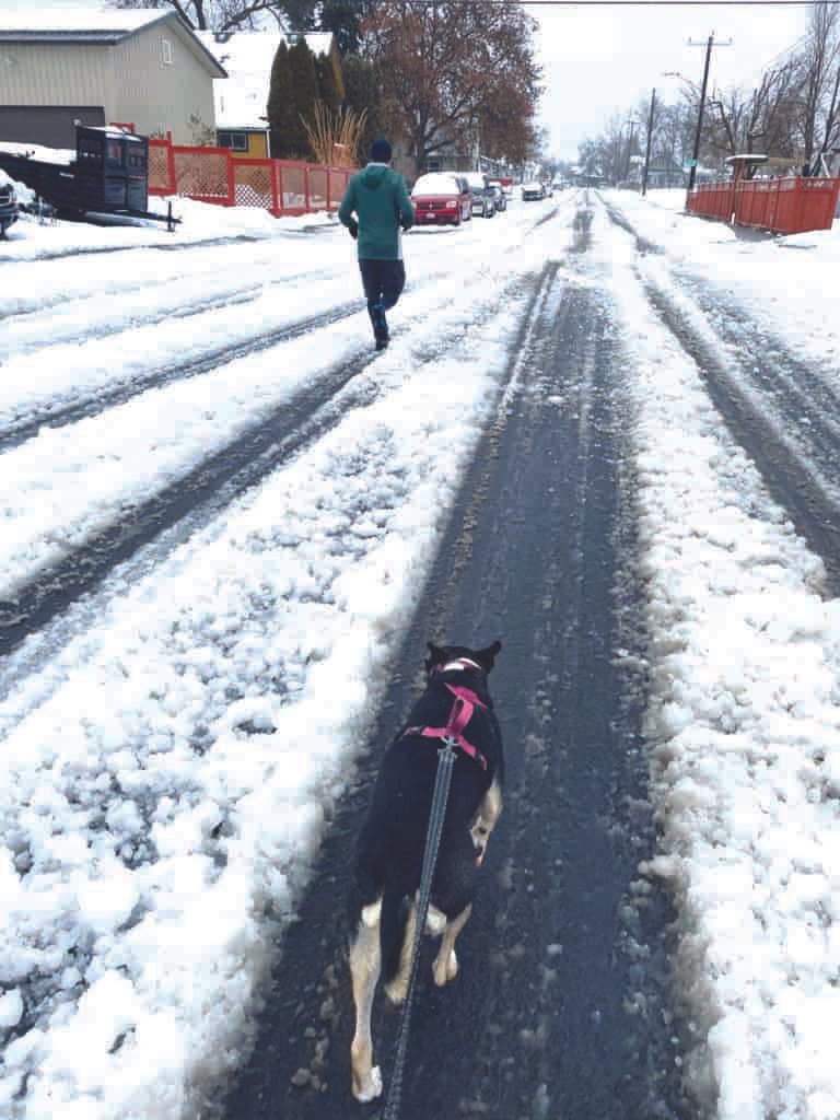 Winter running in the urban outdoors.
