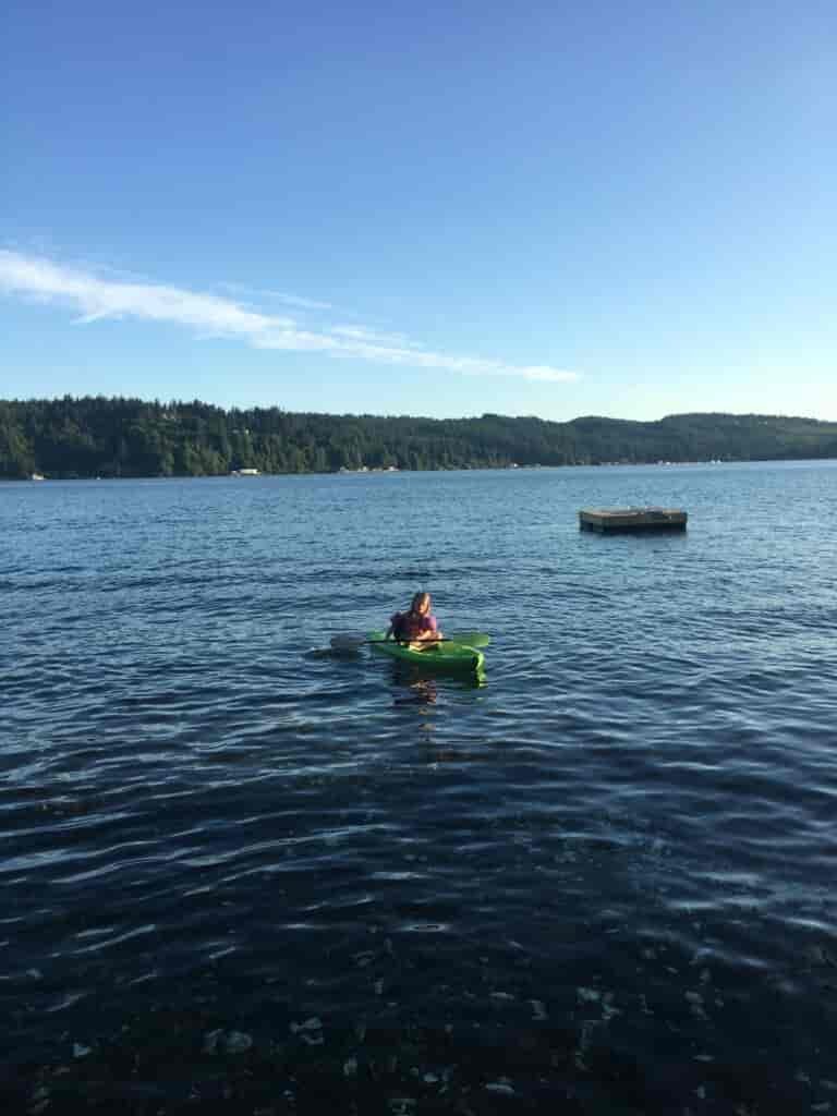 Sarah's daughter kayaking at Hood Canal.