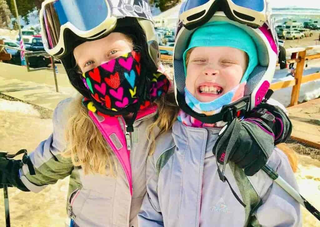 Penelope (left) and Olivia White at Lookout Pass.