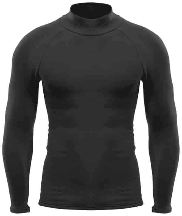 Black colored base layer long-sleeved top.